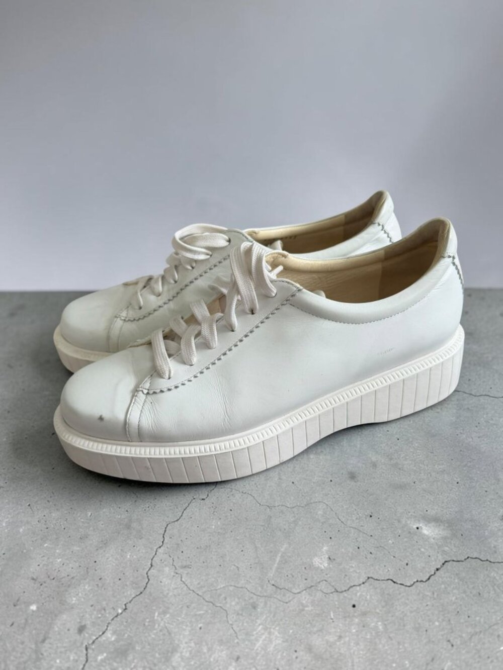ROBERT CLERGERIE White Leather Platform Sneakers Size 39.5 / US 9.5